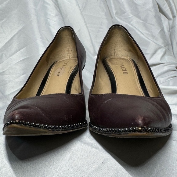 Coach Smith Beadchain Burgundy Maroon Beaded Trim Heels Size 8 - Picture 4 of 16
